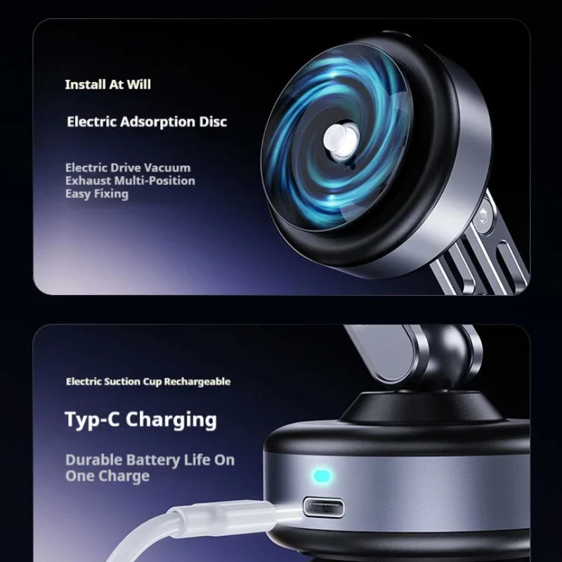 Magnetic Car Phone Holder 360 degree Rotation Vacuum Adsorption Strong Suction Holder for Mobile Phone