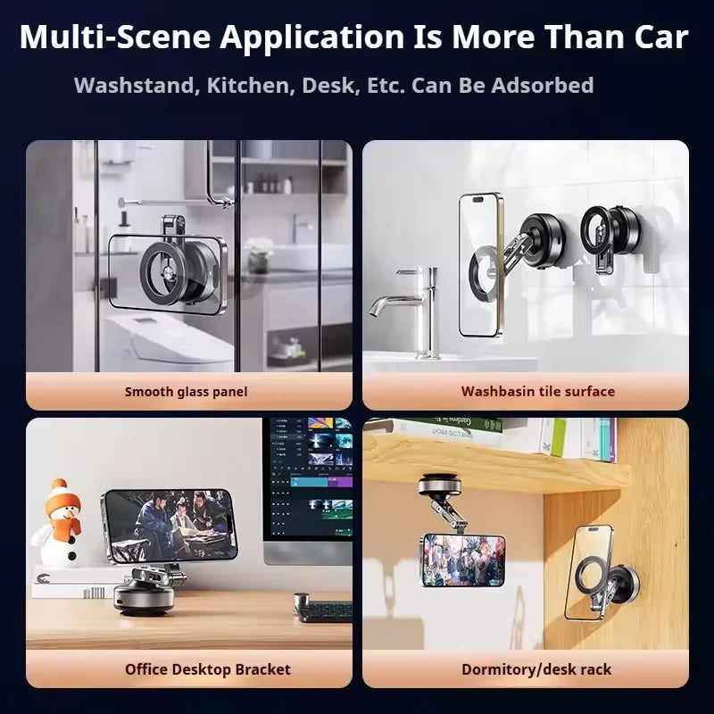Magnetic Car Phone Holder 360 degree Rotation Vacuum Adsorption Strong Suction Holder for Mobile Phone
