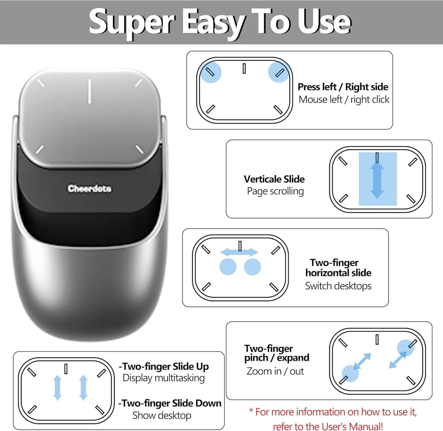 Cheerdots 2 Wireless Touchpad Recording Custom Enabled Mouse All-In-One Pocket Airmouse Presenter Smart Phone Remo