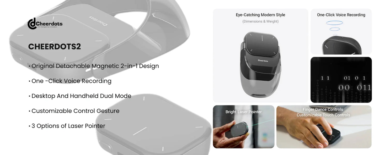 Cheerdots 2 Wireless Touchpad Recording Custom Enabled Mouse All-In-One Pocket Airmouse Presenter Smart Phone Remo